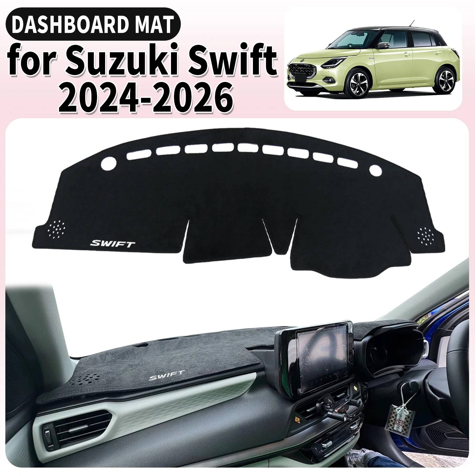 

fit for 2024 2025 2026 Suzuki Swift white logo Dashmat Dashboard Cover Pad DashMat Sunshade Protective Carpet Car Accessories