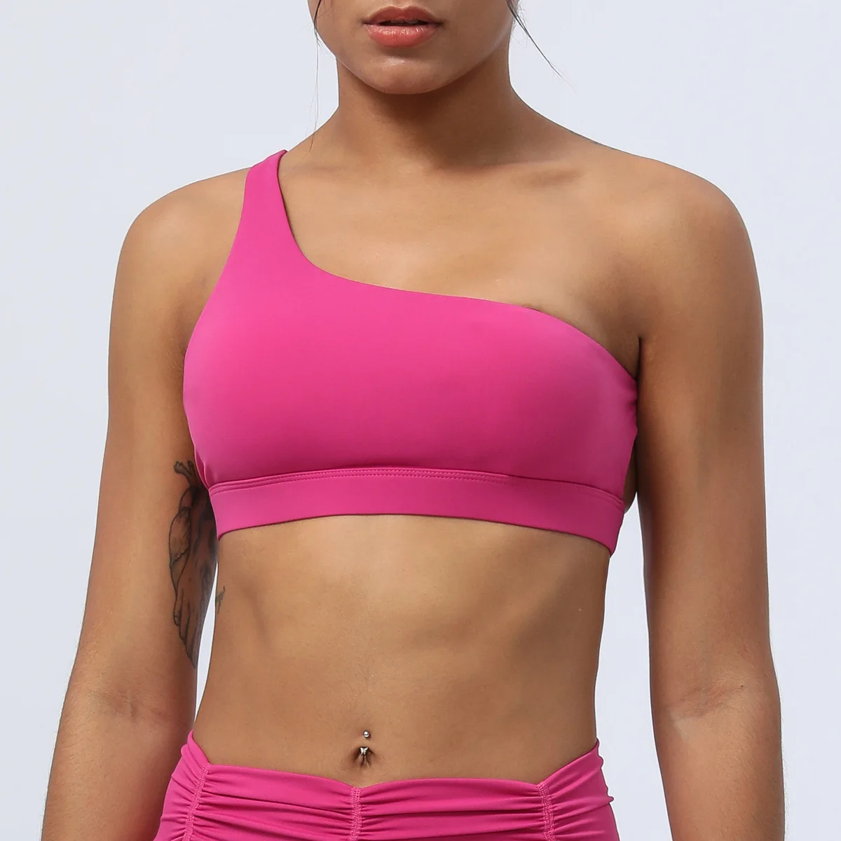 Women One Shoulder Sports Bra Top Sexy Backless Fitness Bralette Gym Workout Yoga Crop Top Push Up Tight Underwear Running Vest