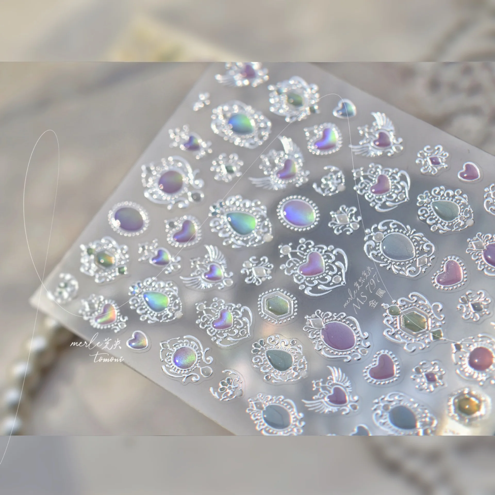 Autocollants pour ongles dorure œil de chat, dégradé 3D, pierres précieuses en forme de cœur européen, aile en cristal, décoration pour Nail Art, décalcomanies de manucure, DIY bricolage