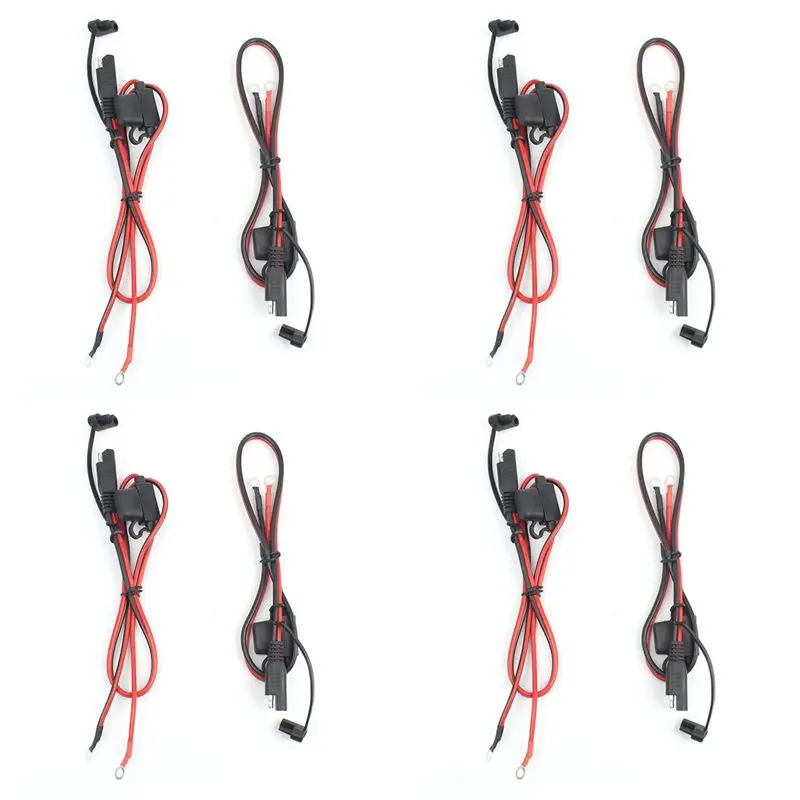 

Plain Foxsur 8Pcs Motorcycle Battery Sae Charging Cable Sae Quick Disconnect Plug To 12V Ring Terminal Fuse