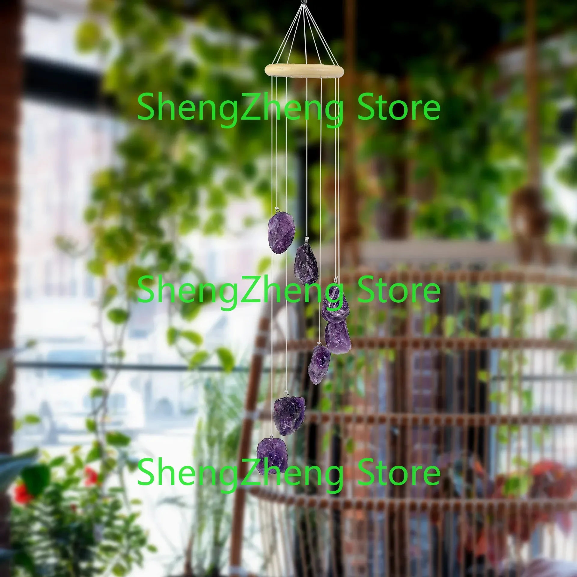 

Amethyst Energy Crystal Wind Chime Window Wall Side Home Hanging Decoration Pink Peach Blossom Crystal Wind Chime