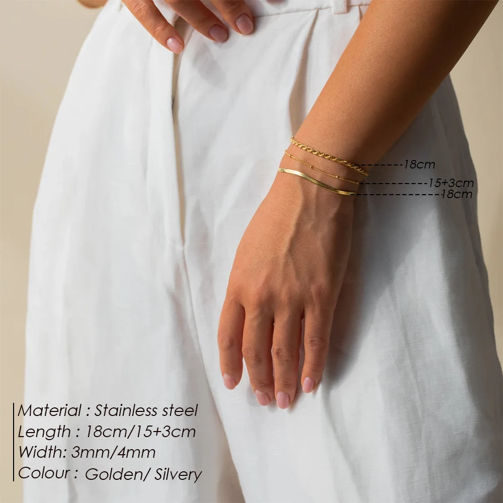 eManco متعدد الطبقات الكوبية سلسلة تقليد اللؤلؤ سوار الفولاذ المقاوم للصدأ مطلية بالذهب المرأة أساور مجوهرات الأزياء البسيطة #2