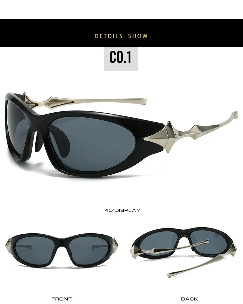Steampunk Cat Eye Sonnenbrille Frauen neue Mode übergroße Punk Sonnenbrille für Damen Retro 2000's Brille y2k Accessoires – Detail 9