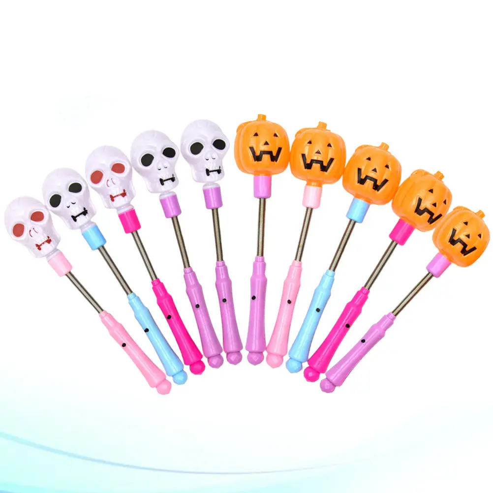 

10Pcs Halloween Pumpkin Skull Shaking Sticks Luminous Party Props LED Light Up Hand Sticks for Cosplay Festival Bar Concert