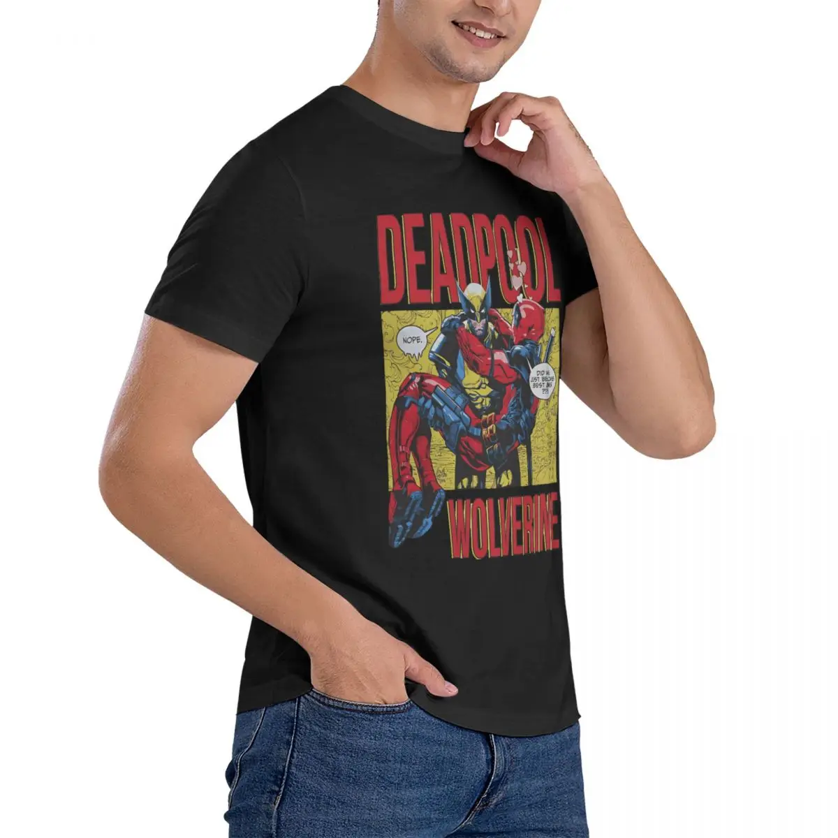 Men\'s Besties T Shirt Marvel Deadpool & Wolverine Cotton Tops Novelty Short Sleeve O Neck Tees New Arrival T-Shirts