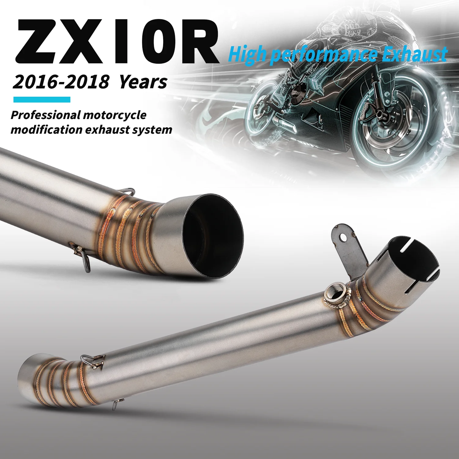 

For ZX10R 636 2016-2018yr kwsa Motorcycle Exhaust System Escape Mid Link Pipe Muffler stainless steel For ZX10R 16-18 middle