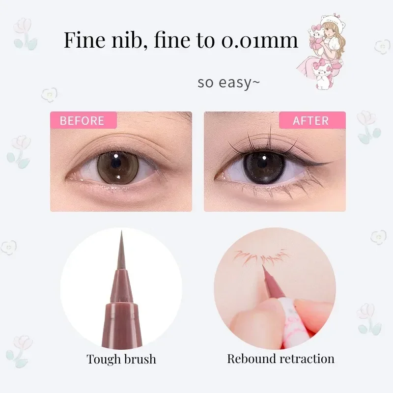 FLORTTE MIKKO Kleur Eyeliner Vloeibare eyeliner met merknaam Oog Waterproof Langdurige eyeliner Gemakkelijk te dragen ogenmake-up