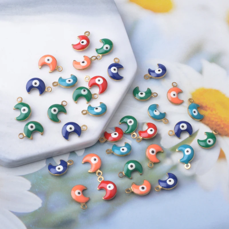 30 Stück beidseitig emaillierte Mondanhänger, Mini-Anhänger, Augenanhänger für Halloween-Schmuckherstellung, Ohrringe, Halsketten, Armbänder – Detail 5