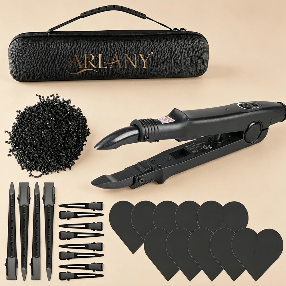 ARLANY K-Tip Hair Extension Tool Kit with 10Pcs Shield Guards 40g Keratin Glue for Keratin Extensions 12PCS Hair Clips