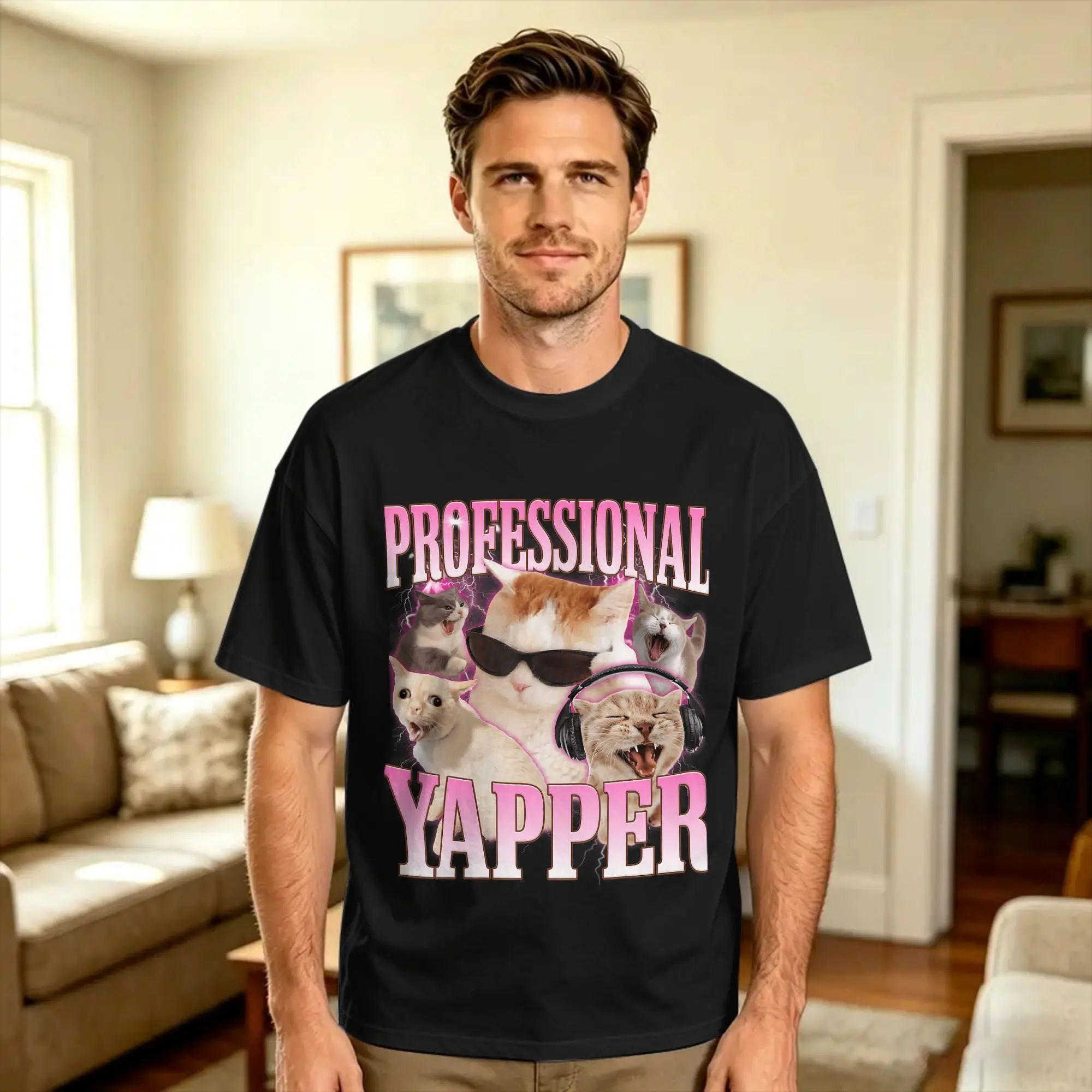 Professional Yapper Cat Funny Oddly Specific Dank Meme T Shirt Beach  Harajuku T-Shirts 100 Cotton Breathable Plus Size Tees