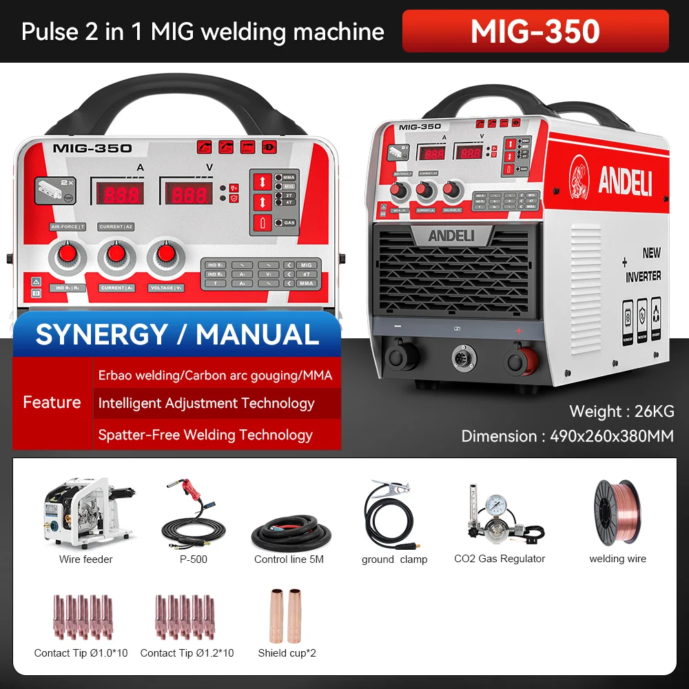ANDELI MIG350 380V Triphases 350A 20KG Wire Gouge 2 في 1 طوال اليوم 24 ساعة آلة لحام MIG صناعية شديدة التحمل #4