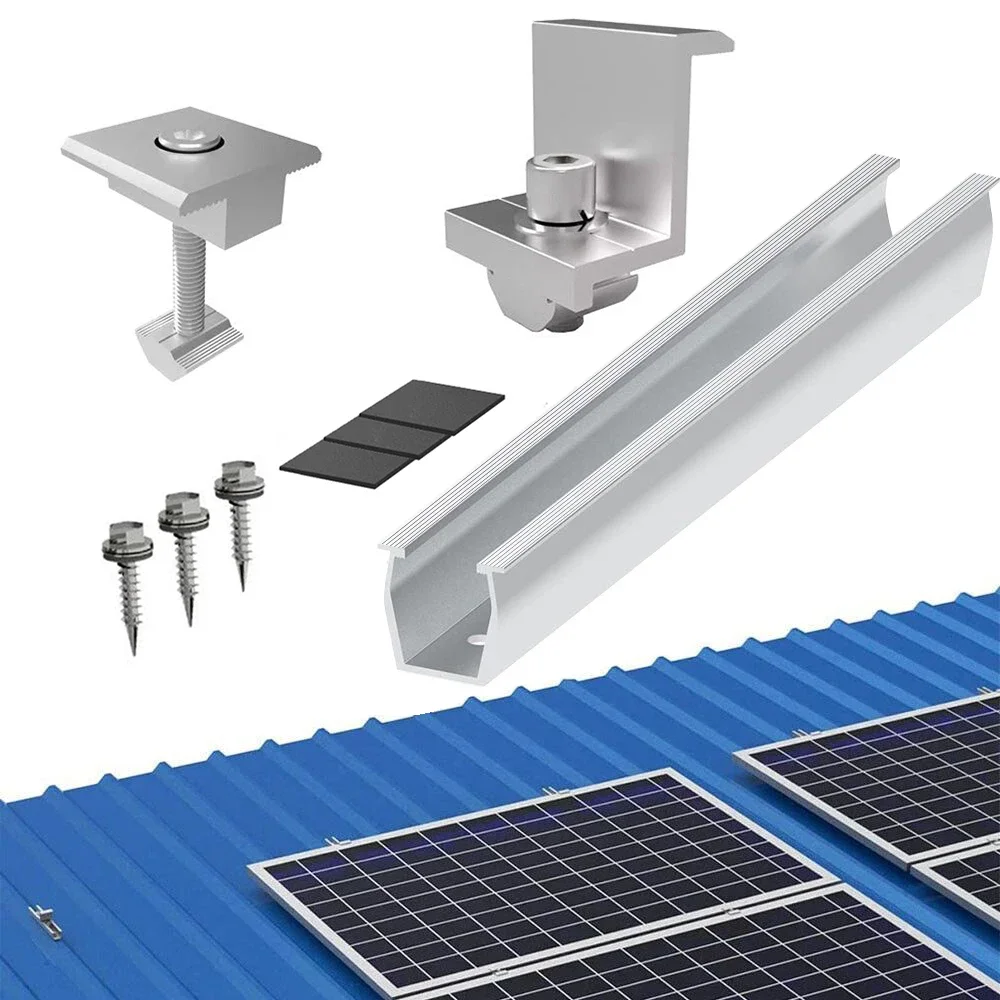 

Solar Panel Module Aluminum Bracket Rail Fastening Rail Trapezoidal Roof Mount Photovoltaic Support For Solar Panel System