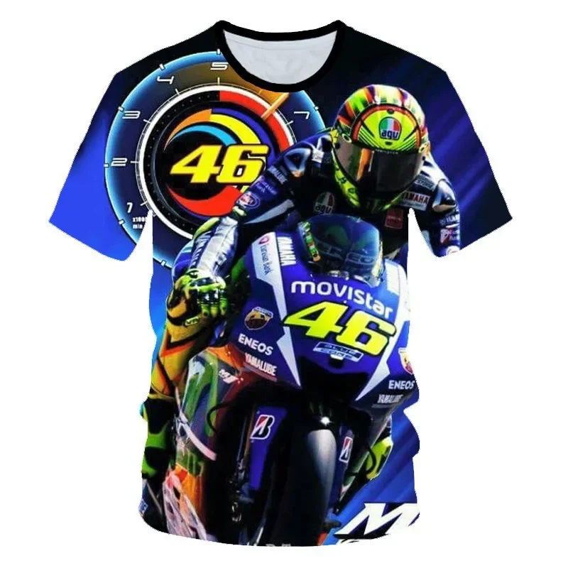 European and American VR46 Off-road Motorcycle Racer Series 3D Printed Men's Fitness Short Sleeved T-shirt Children's Clothing