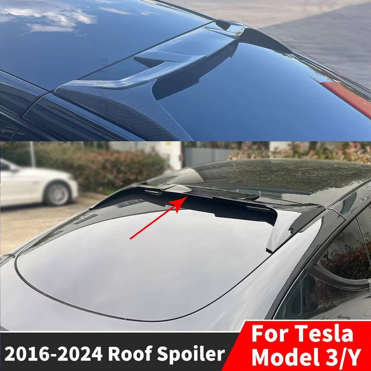 

For Tesla Model 3/Y 2016-2024,Universal Airflow Spoiler Carbon Fiber Style,Exterior Car Styling Tuning Trim