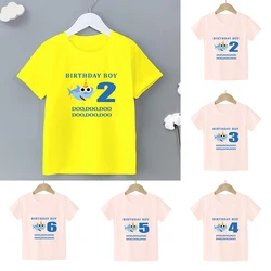 Summer Baby Boys Birthday Party Clothing Casual Fashion Children's Clothing Shark Baby Digital Printed Short sleeved T-shirt