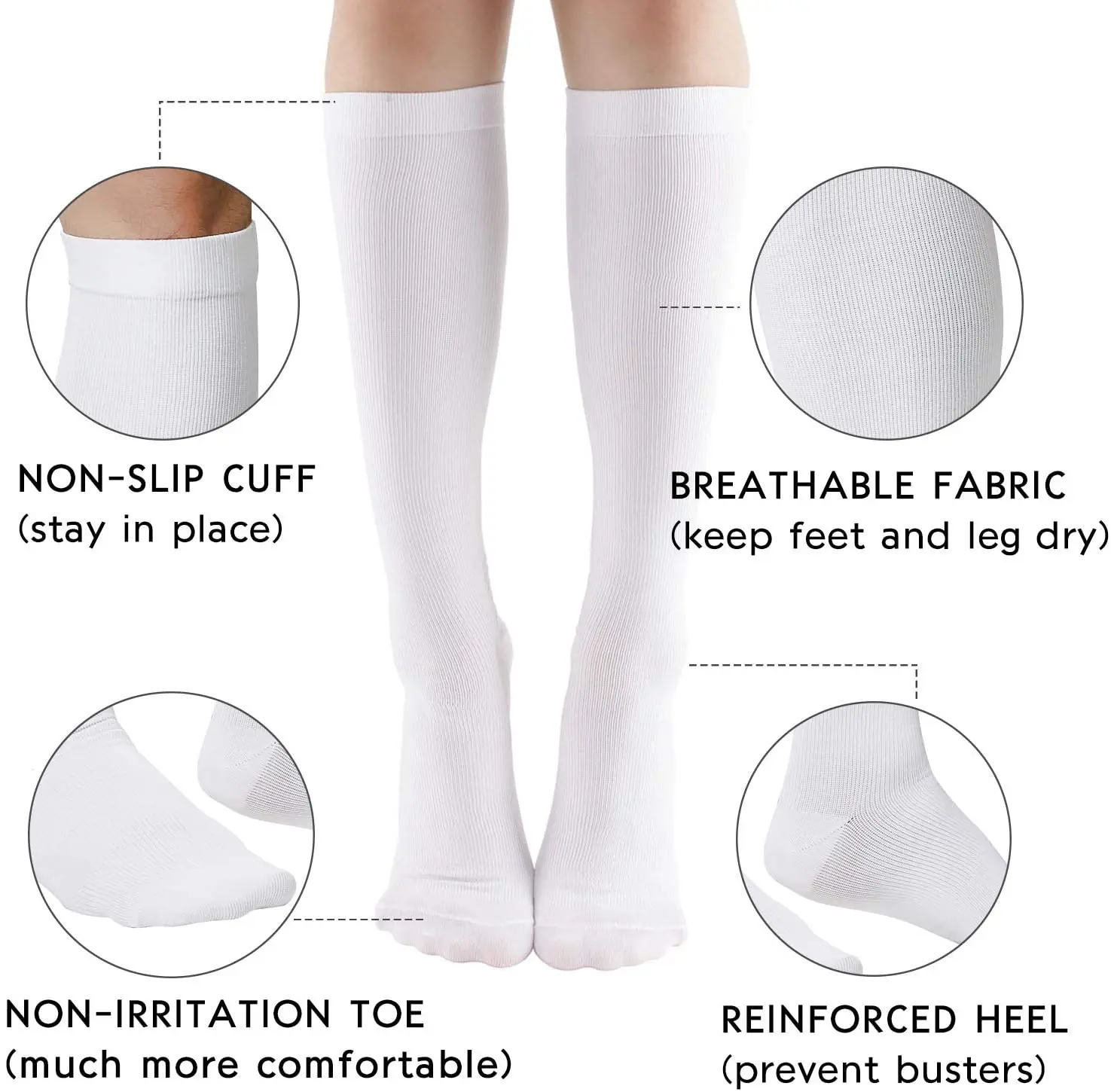 3/5/6/7 Pairs Compression Socks Men Women Varicose Veins Running Natural Hiking Football Sports Socks Knee Length Elastic Socks