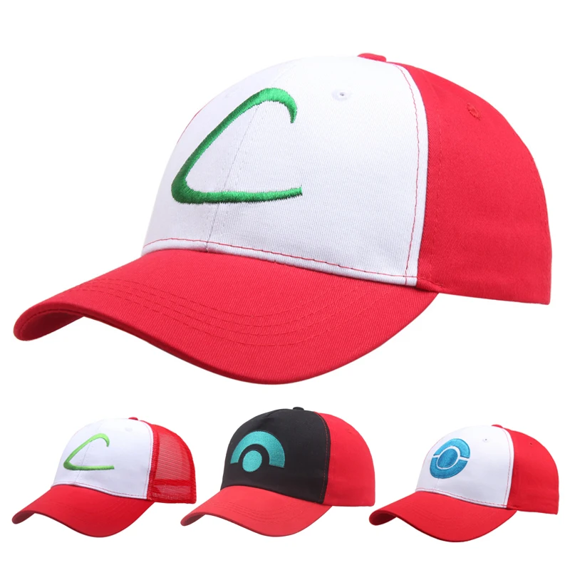 Gorras de Anime de Pokémon, Gorras de Béisbol Ajustables con Malla, Serie de Cosplay de Ash Ketchum, Gorras de Dibujos Animados