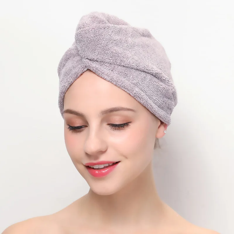Bamboo Charcoal Fiber Hair Towel Cap Super Absorbent Quick-Drying Soft for Women Home Use Hair Wrapping Gift