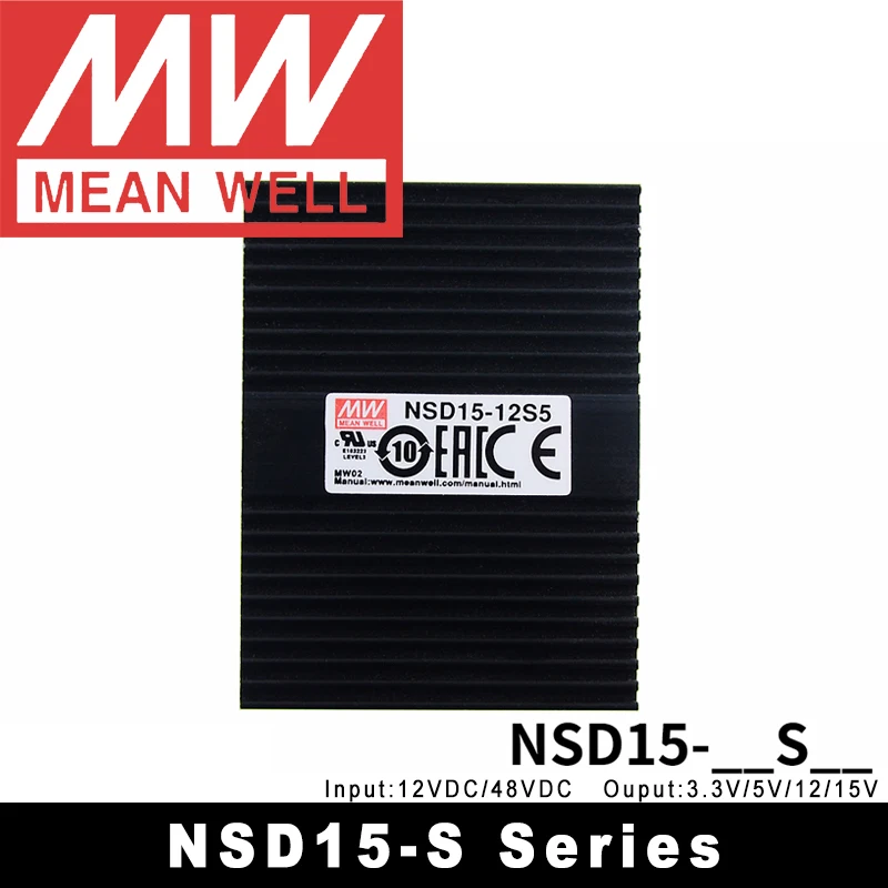 Original Mean Well NSD15 Series  NSD15-12/24/48 15W DC to DC Single Output Switching Power Supply