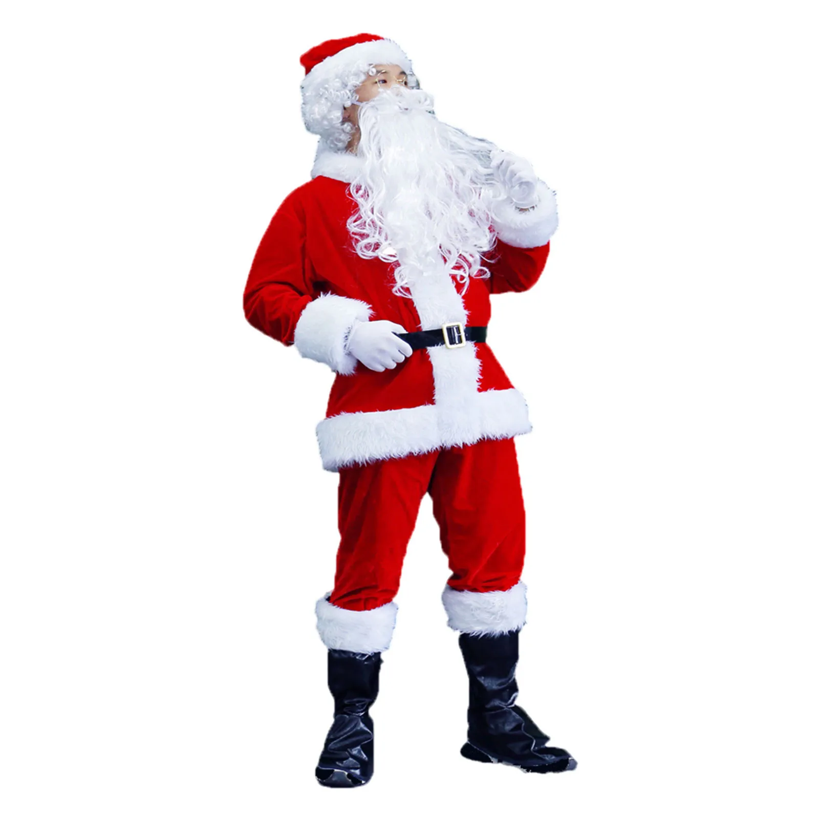 7 pçs traje de papai noel para adultos das mulheres dos homens natal carnaval cosplay vermelho plus size terno adulto fantasia trajes festa conjunto completo