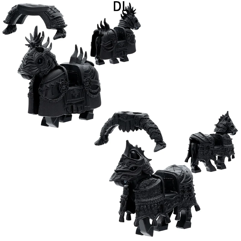 The Heavy Armor Charger War Horse Model Blocks MOC Bricks Set Gifts Toys For Children DL006 DL007