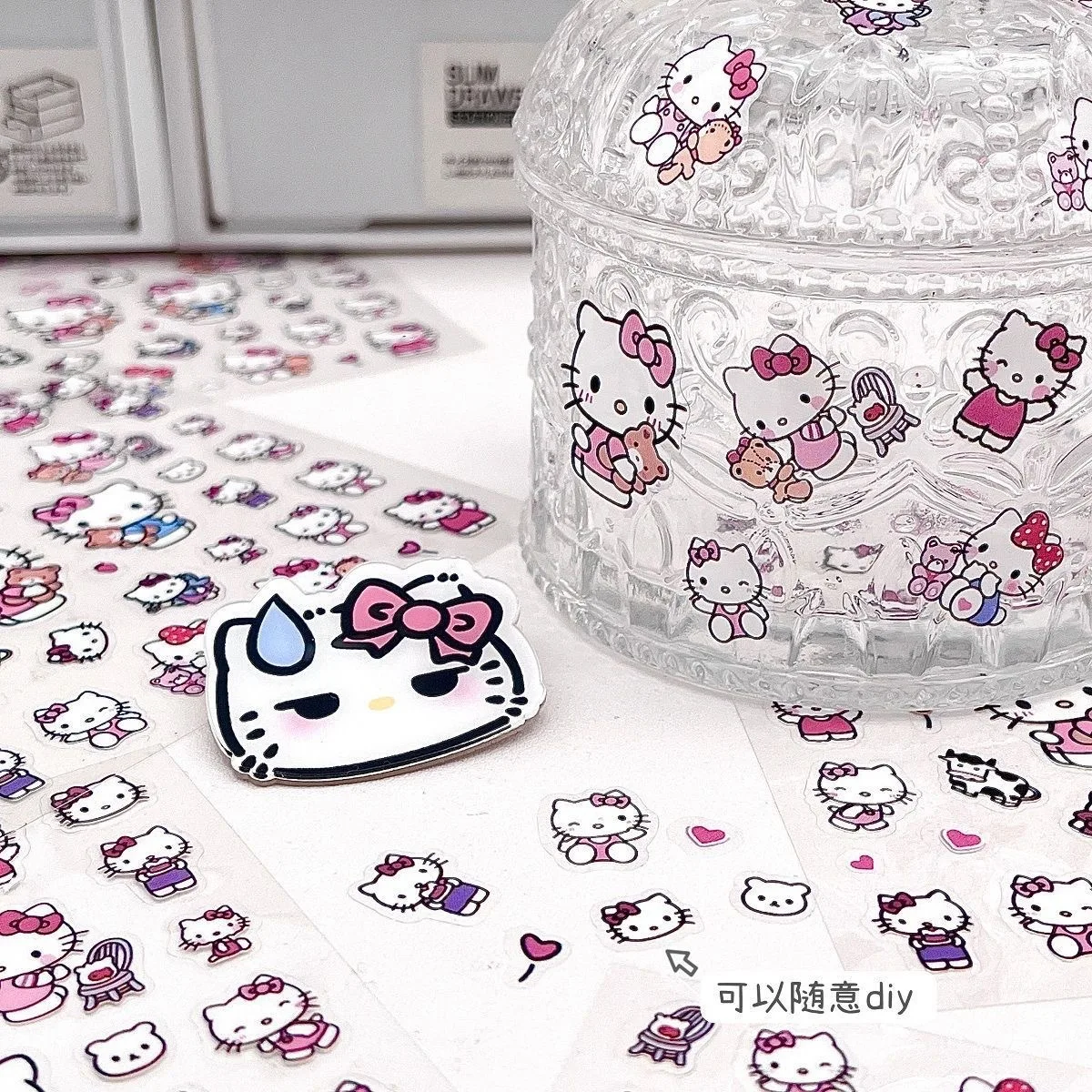 Portalápices CartoonCat, pegatinas transparentes impermeables, alta estética, lindo estilo INS, decoraciones para álbumes de recortes dedicadas para estudiantes A