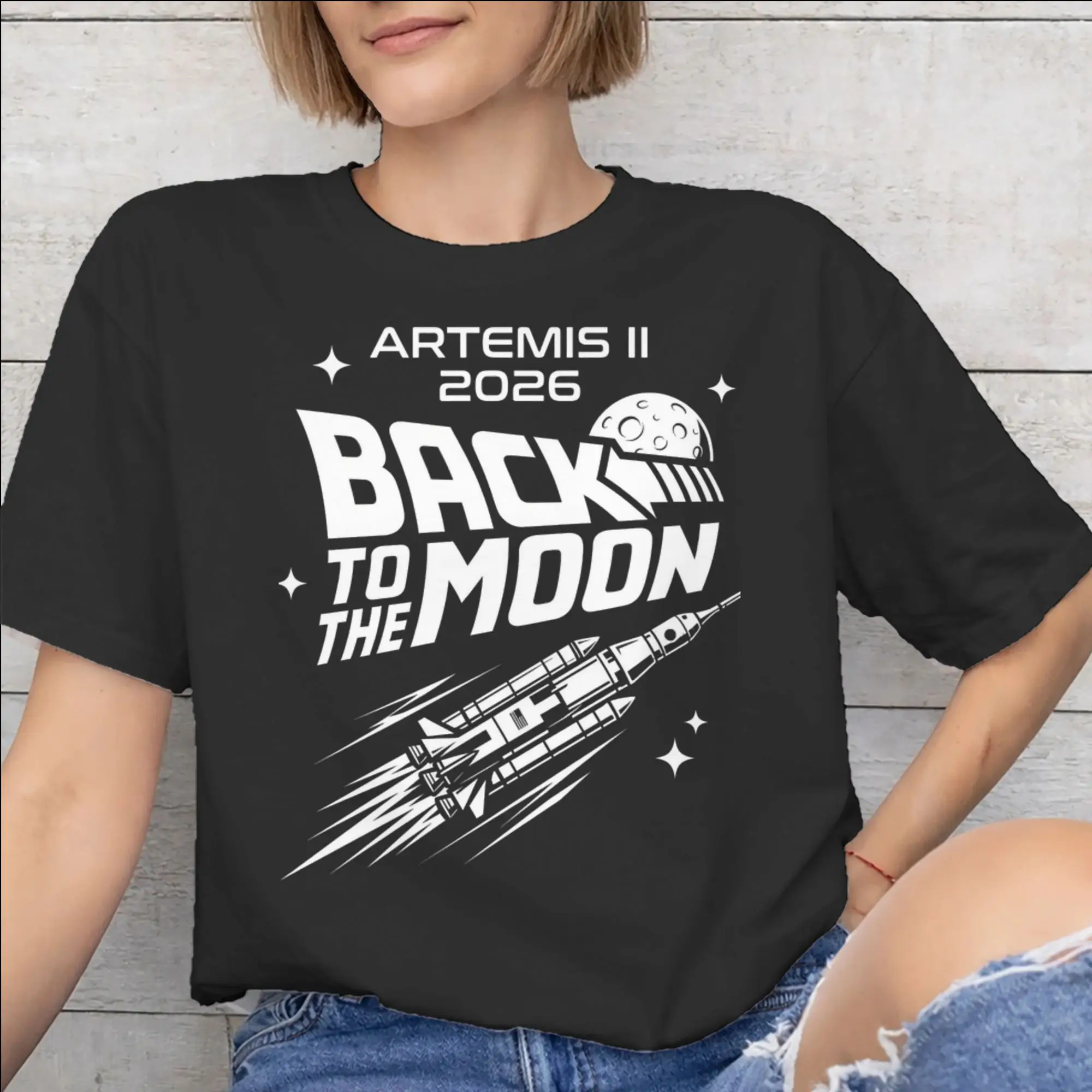 Summer Back to the moon 2026 Artemis II T Shirt for Men Women  100% Cotton Tee Shirt Short Sleeve Clothing