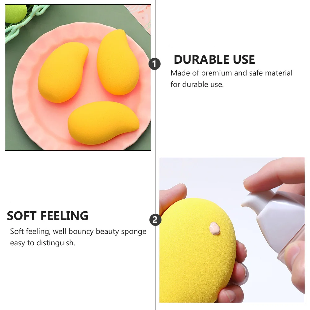 Juego de esponjas de maquillaje de 3 uds, esponjas de mezcla suaves de primera calidad para base, crema, polvo, cobertura de corrector líquido
