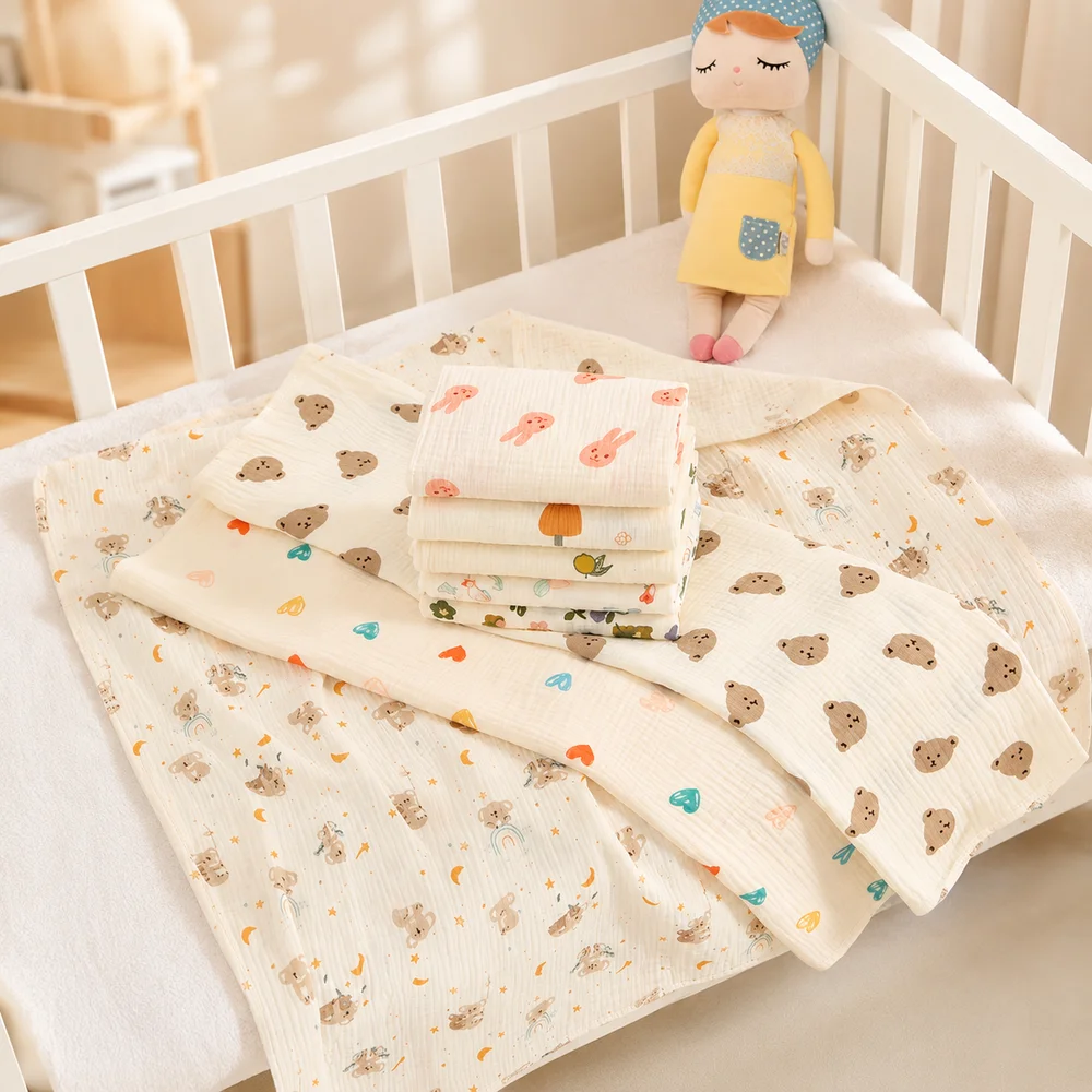 80x80cm Baby Muslin Swaddle Blanket Soft Breathable Gauze Towel Newborn Bath Wrap Burp Cloth Stroller Cover Baby Items