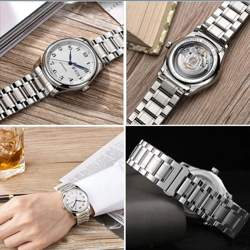 20 مللي متر 22 مللي متر منحني نهاية حزام الساعات لساعة سامسونج جالاكسي 7/FE/6/5/4/5pro 45 مللي متر سوار الفولاذ المقاوم للصدأ الصلبة حزام ساعة معدني