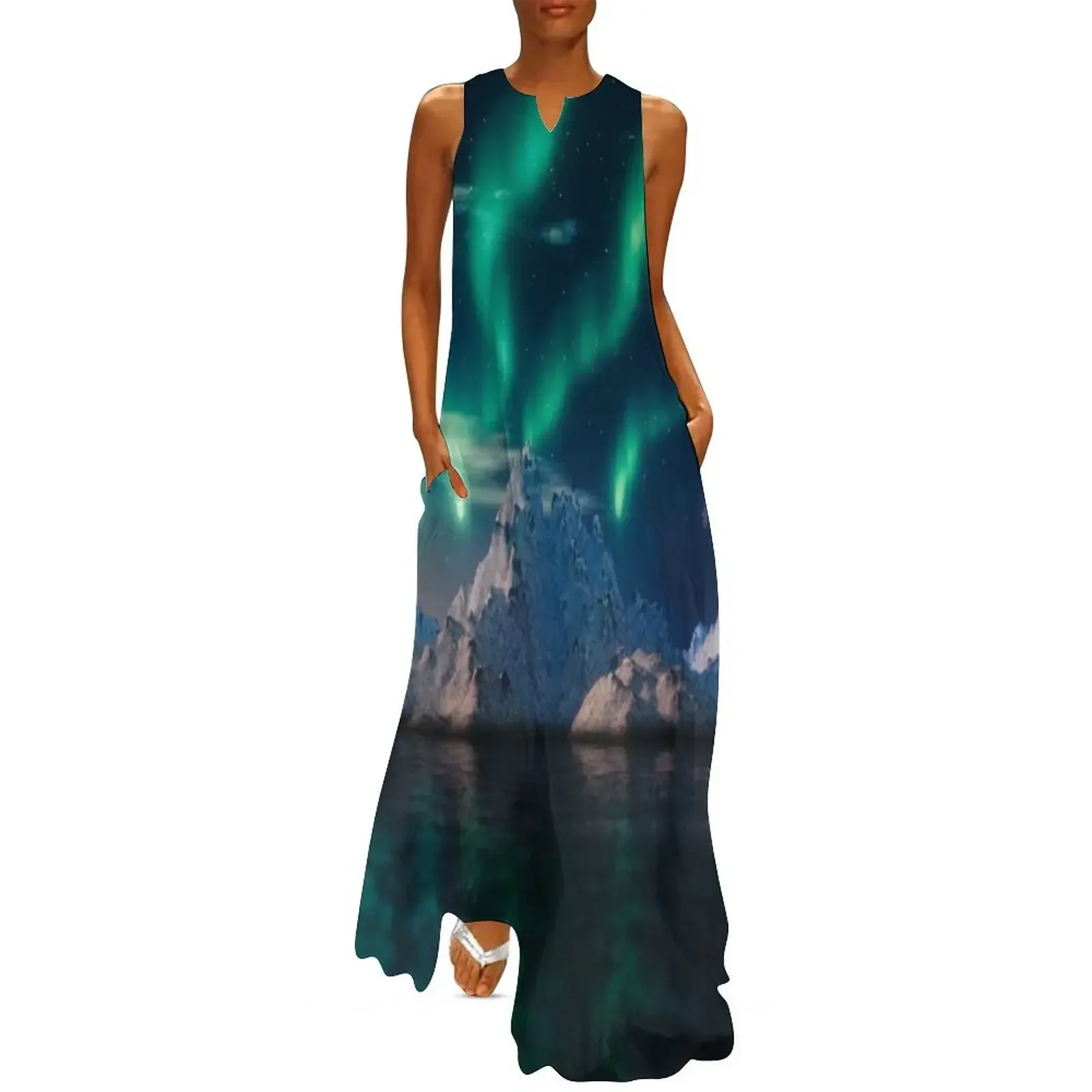 

Northern Lights over Ice Caps - Aurora Borealis Long Dress ladies dresses for special occasion bandage dress Dress