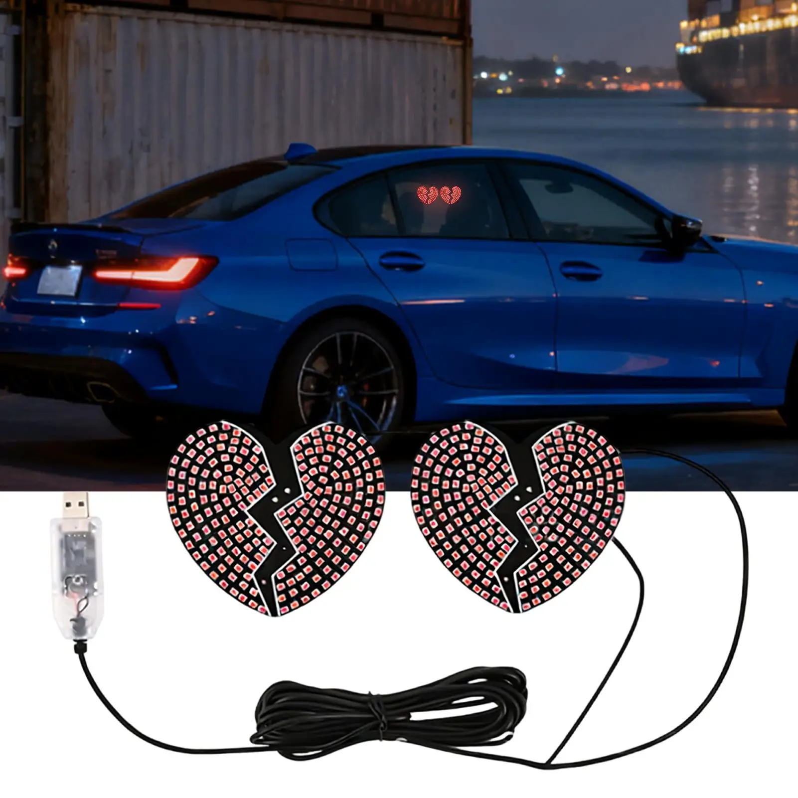 

Car Window Light Love Heart Shape Automotive Vehicle Decor Car Back Window Warning Light For SUV RV Sedan Truck Minivan Van