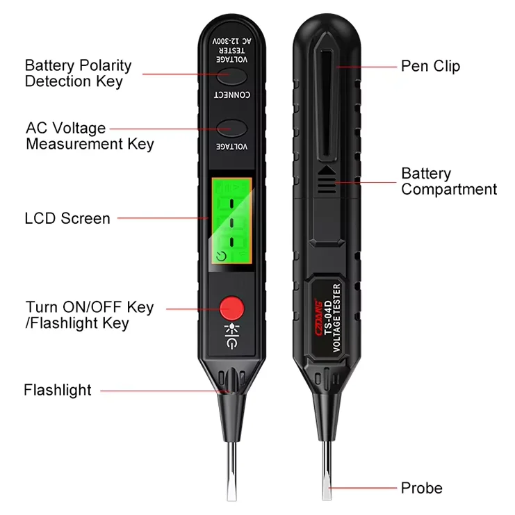 Sound and Light Alarm High Sensitivity Measurable AC Voltage 12V~300V Digital Voltage Tester Pen Wire Breakpoint Finder