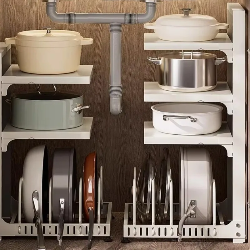 

Cabinet Multi-Layer Pot Rack, Kitchen Storage Shelf, Multi-Function Organizer, Home Under-Sink Storage Stand