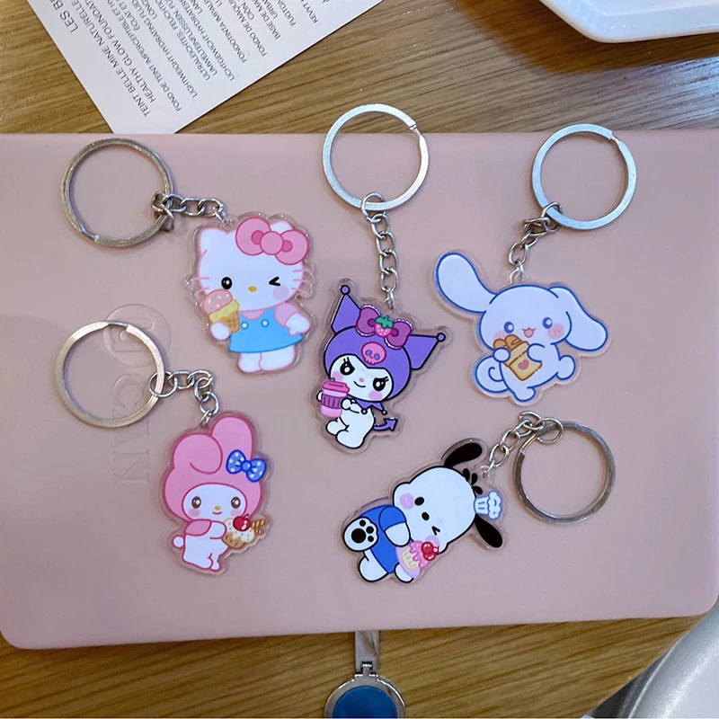 Kawaii Anime Girl Diy Decoratie Sanrio Dubbelzijdig Transparant Acryl Sleutelhanger Sweet Cake Accessoire Tas Hanger Cadeau