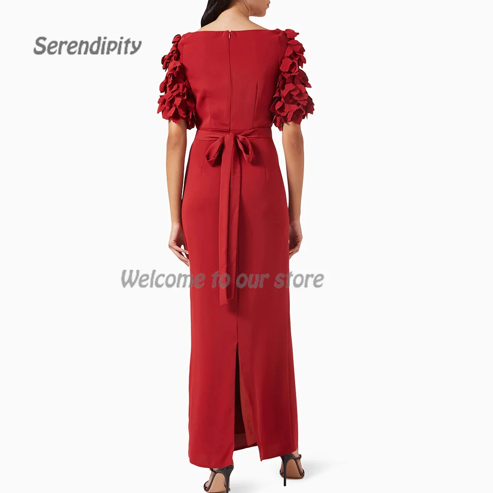 Serendipity Crepe Evening Dress فساتين سهرة Elegant O-Neck Straight Appliques Fashion Christmas Cocktail Prom Gown For Women