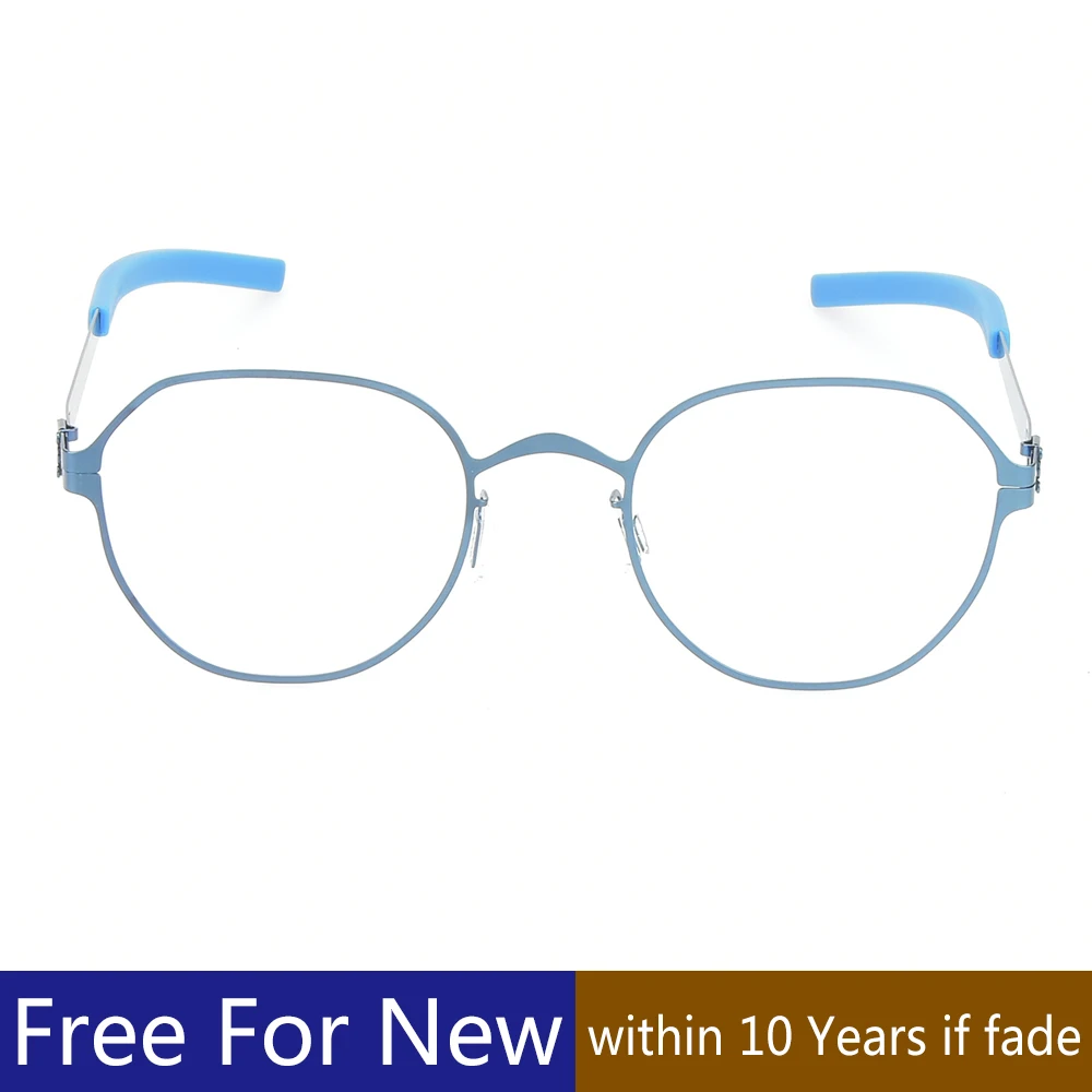 

Germany Brand Round Blue Eyeglasses No Fading Small Leg Screwless Glasses Frame Men Women Handmade Ultralight Spectacles Theda