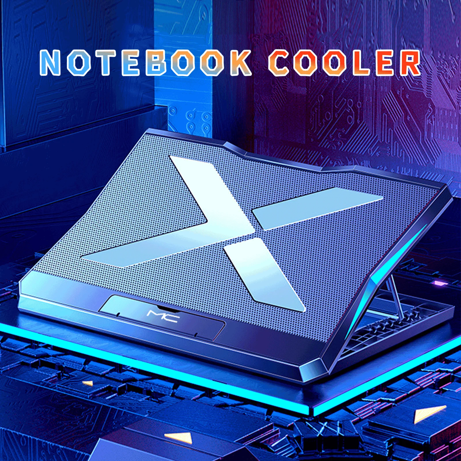 

Gaming RGB Laptop Cooler 2 USB Ports 6 Fan Gaming Led Light Notebook Cooler For 12-18 Inch Stand For Laptop Macbook