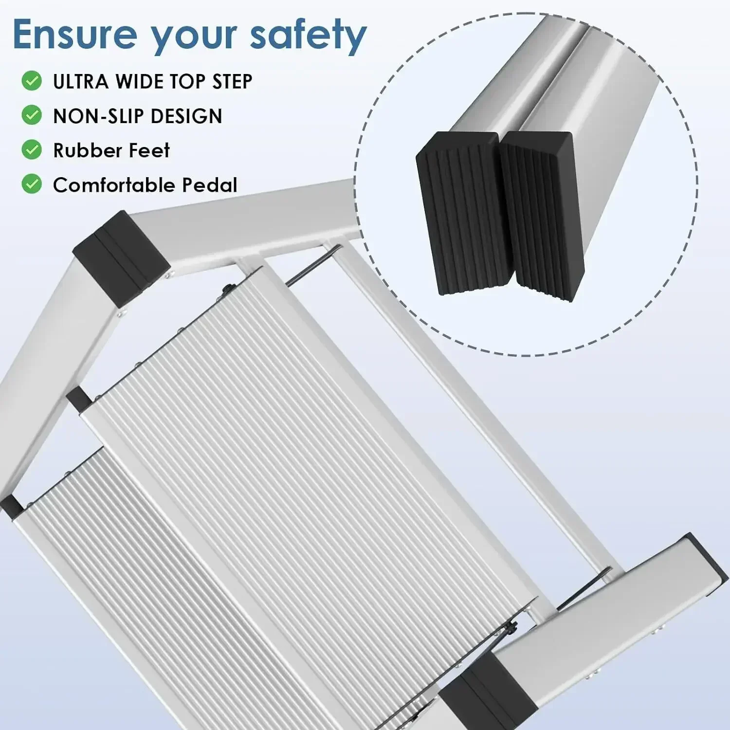 Aluminium 2-3-4 Step Ladder, Lightweight Step Stool w/ Non-Slip Pedals,Foldable Step Ladder for Kitchen Garage Home Space Saving