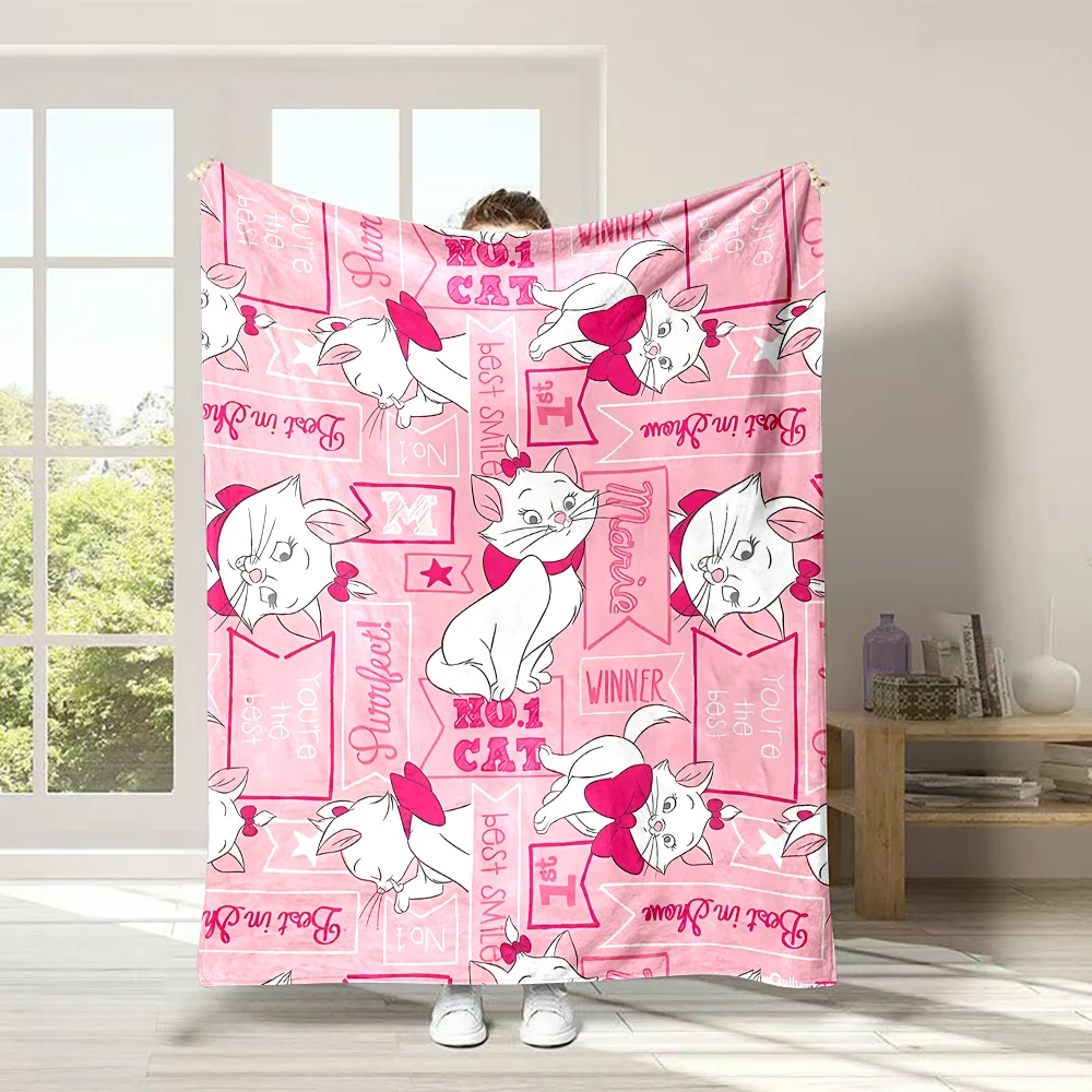 Disney Marie Cute Cat Printed Soft Fluffy Throw Blanket Air Condition Sleeping Cover Bedding Throws Bed Sheet for Kid Gift