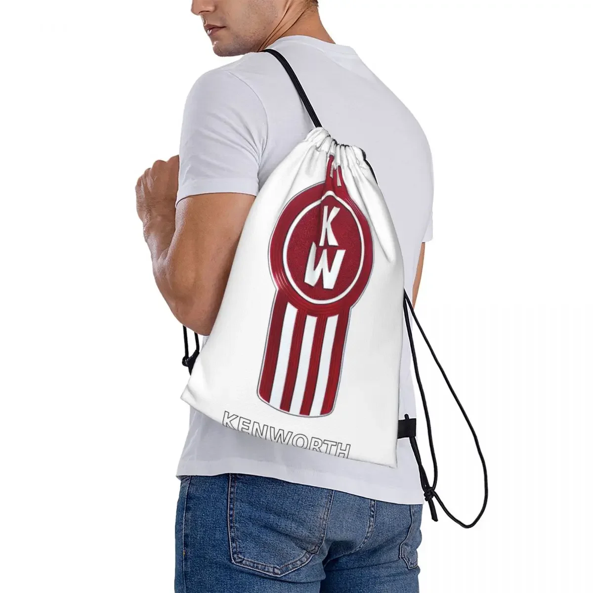 Kenworth-Sacos de cordão portáteis multifuncionais, bolso de pacote, bolsa de sapatos, bolsa para homem, mulher, estudantes