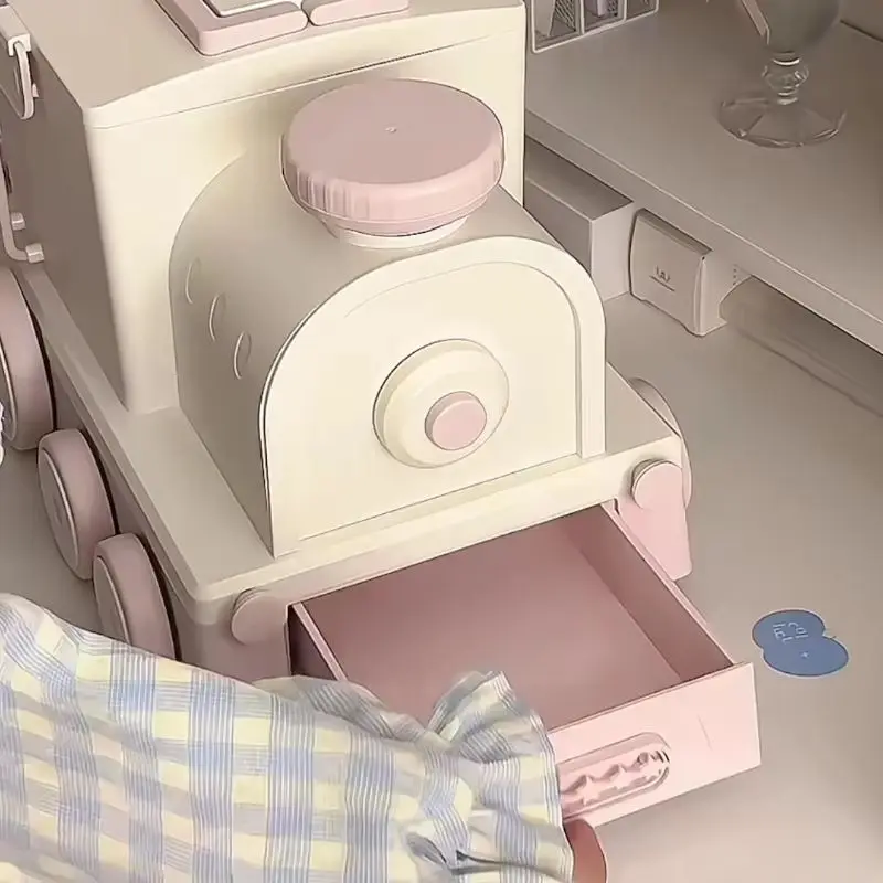 

Large-Capacity Small Train Tabletop Toy Storage Box Cute Plastic Medicine Box Children's Snack Organizer Home Storage Solution