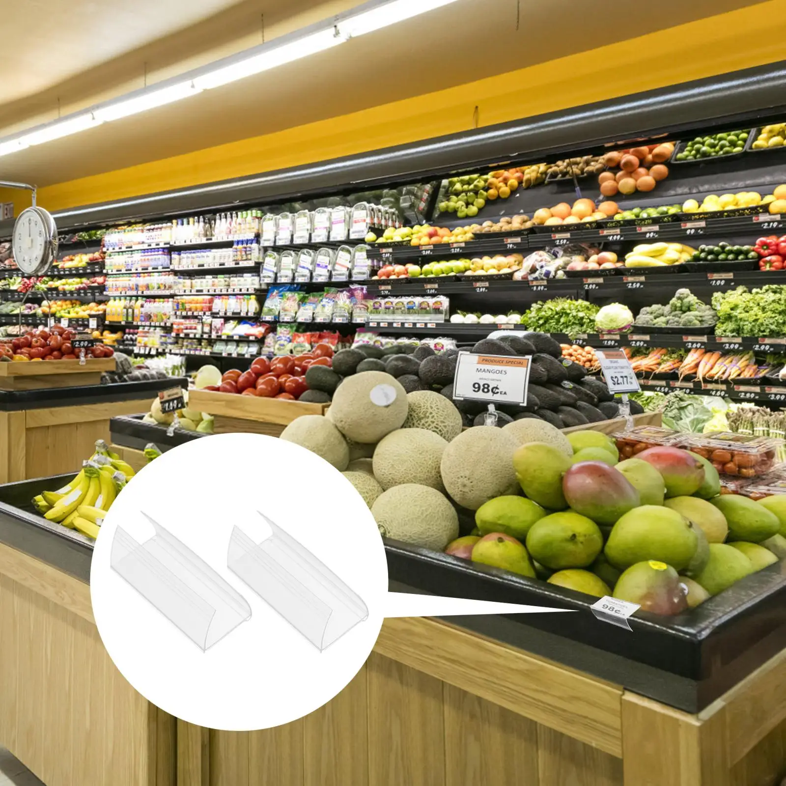 30 Buah Tempat Label Harga PVC Tempat Label Harga Tempat Pajangan St Tag Tanda Rak Supermarket Ritel Kayu