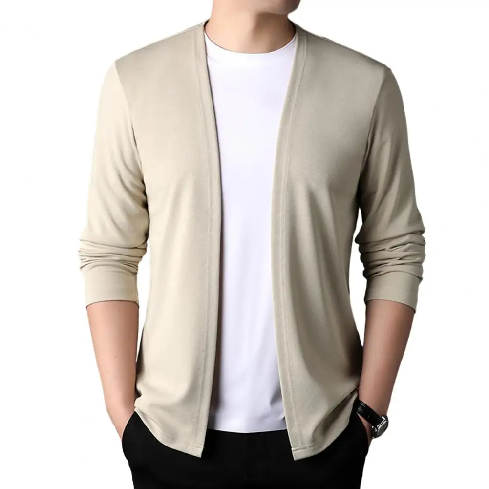 Maglione lavorato a maglia da uomo maglione elastico da uomo elegante Cardigan lavorato a maglia tinta unita Slim Fit da uomo per la primavera autunno Casual per uomo