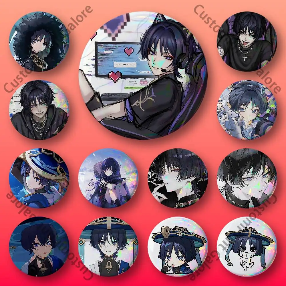 

Scaramouche Wanderer Laser Film Badge Tinplate Brooch Lapel Pin HD Print Badge for Decoration DIY Accessories Gift