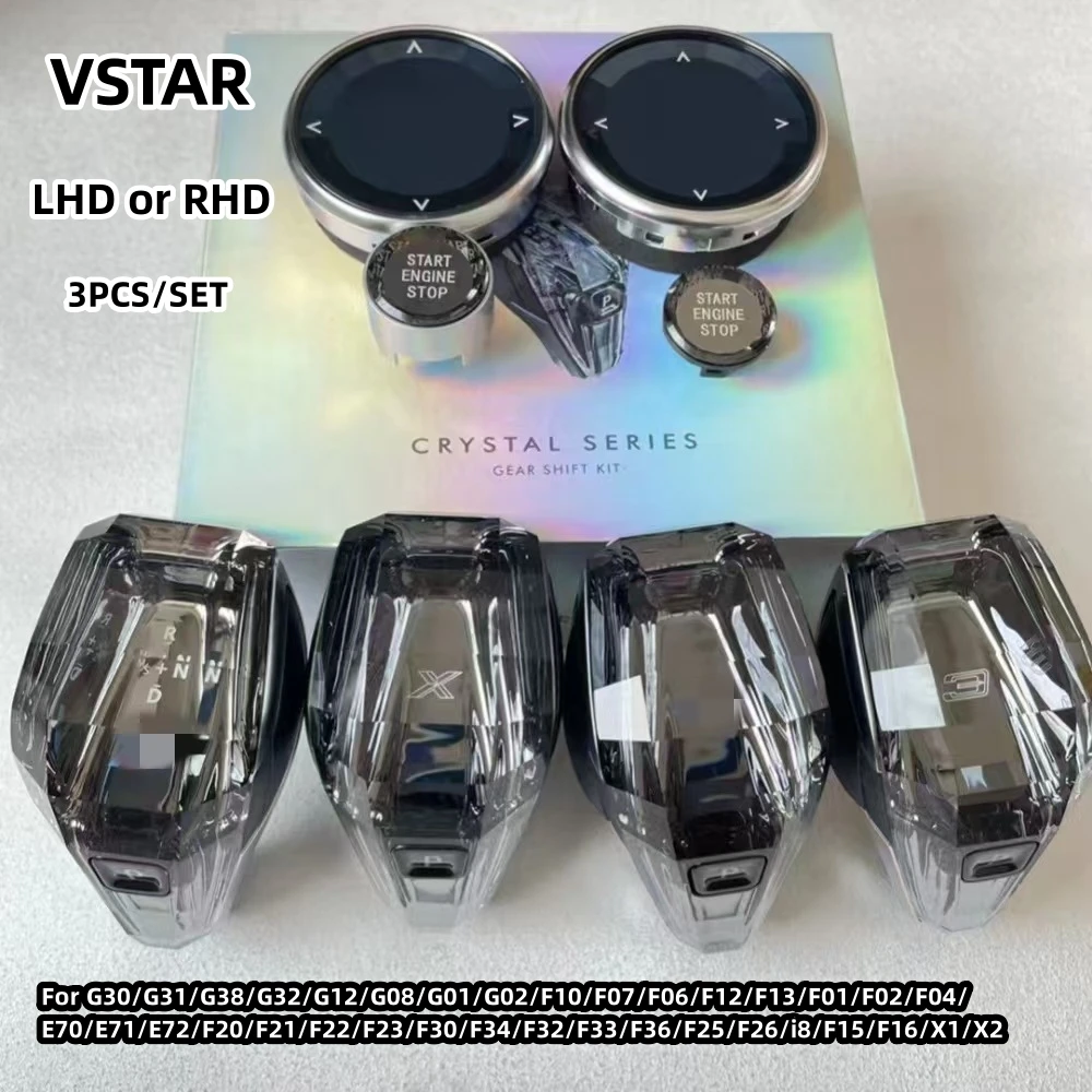 

LHD RHD 3PCS Crystal Gear Shift Knob Handle For BMW G30 G32 G12 G20 G01 G02 G05 G06 F01 F07 F10 F15 F16 F20 F25 F26 F30 E70 E71