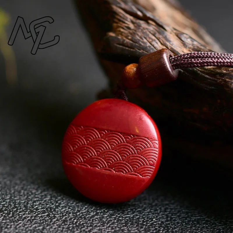 Luxury Red Cinnabar Circular No Matter Sign Pendant Carving Natural Genuine Women's Jewelry Accessories Energy Gift Best Seller