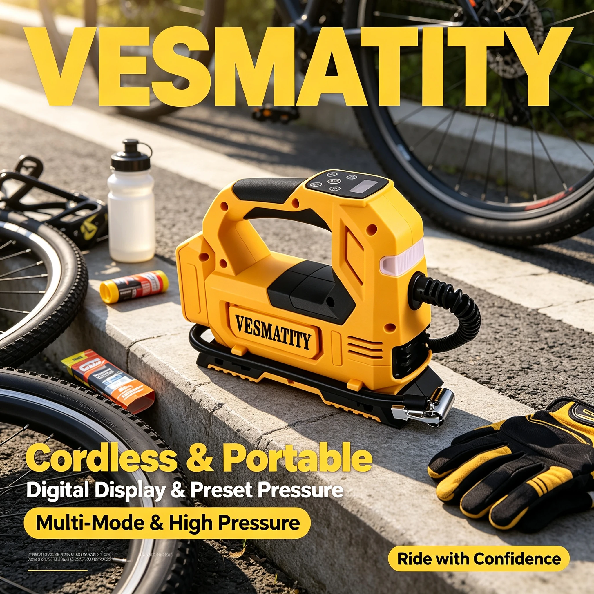 Cordless Car Tire Inflator VESMATITY High Speed Air Compressor Portable Electric Pump Heavy Duty for 18-V Xtreme Battery
