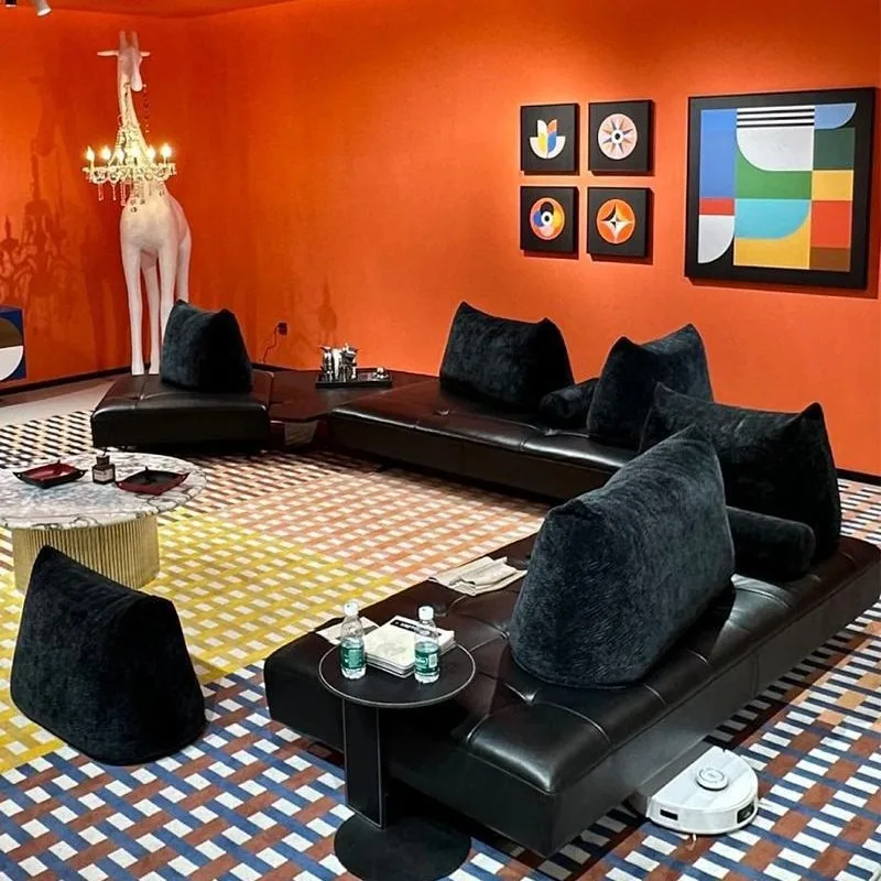 

Double-sided fabric sofa living room without armrests Straight row sofa designer