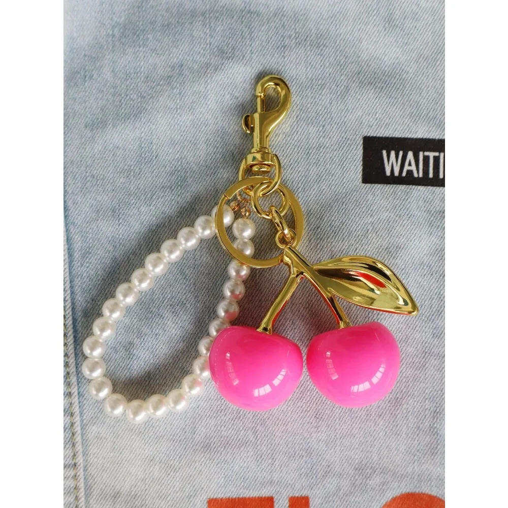 Mode Köstliche Rote Kirsche Schlüsselbund Sommer Früchte Kirschen Anhänger Schlüsselring Für Frauen Männer Schmuck Tasche Schlüssel Zubehör Geschenk